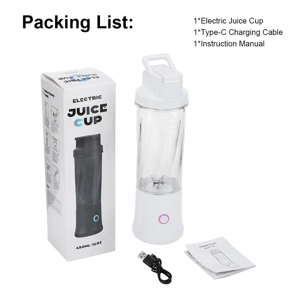 Portable Blender – USB Rechargeable Mini Juicer 450ml