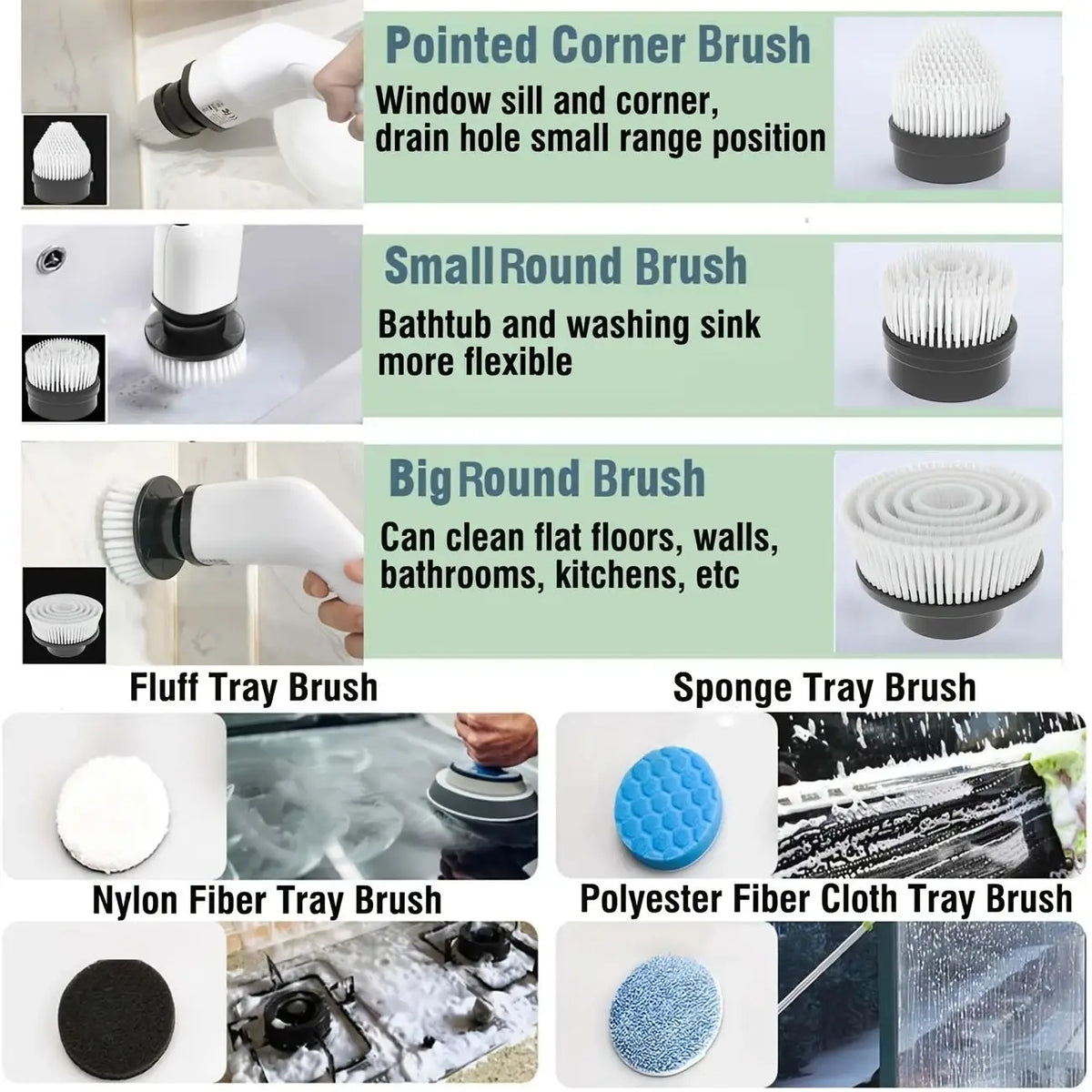 Electric Cleaning Brush 9-in-1 – Spin Scrubber for Bathroom & Kitchen
