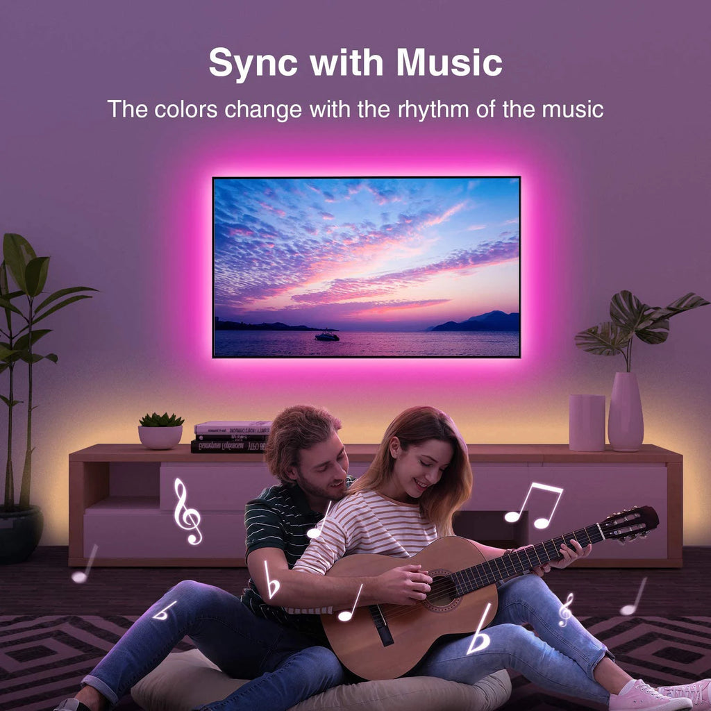 RGB LED Strip Lights – Music Sync, Remote Control, USB Powered