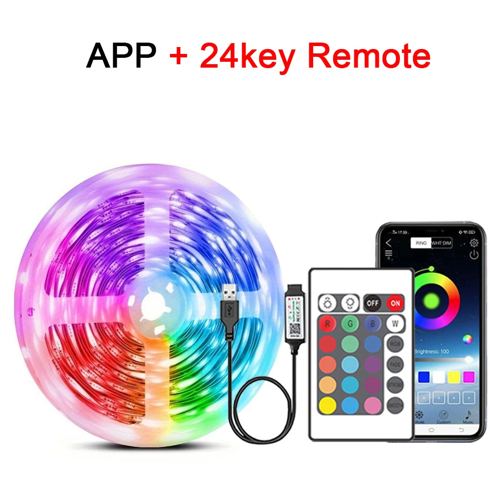 RGB LED Strip Lights – Music Sync, Remote Control, USB Powered