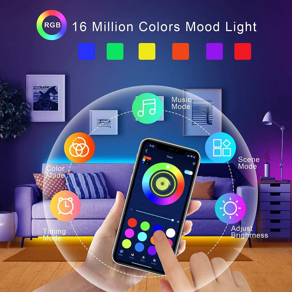 RGB LED Strip Lights – Music Sync, Remote Control, USB Powered