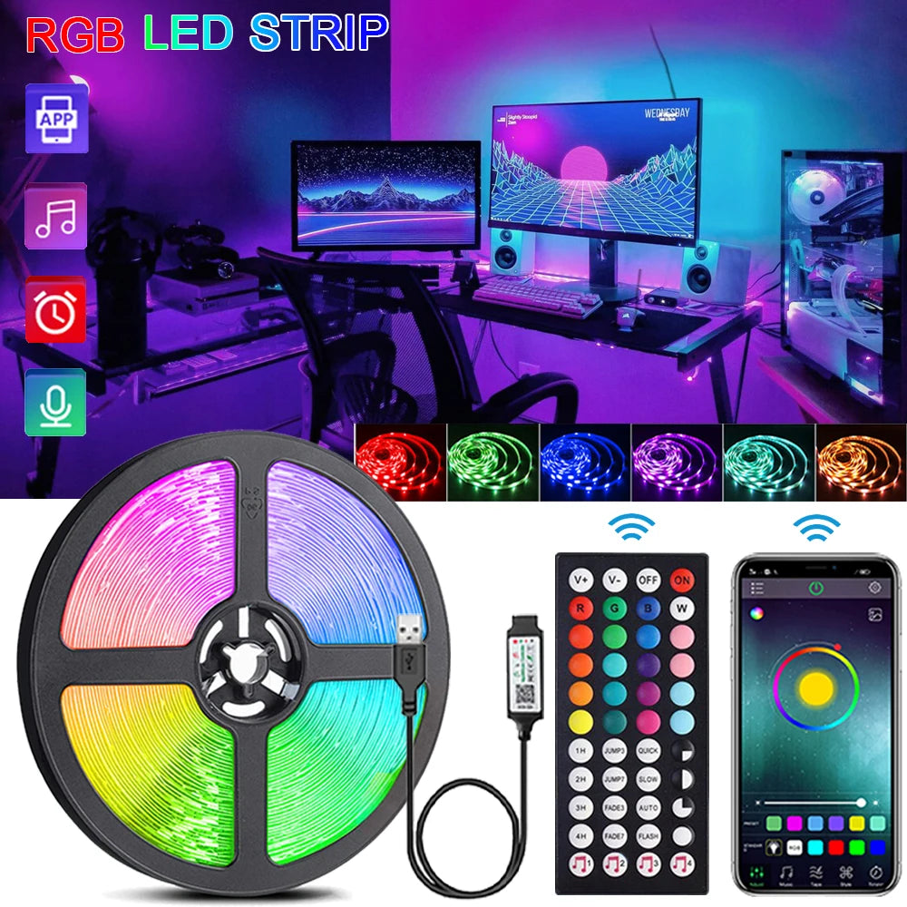 RGB LED Strip Lights – Music Sync, Remote Control, USB Powered